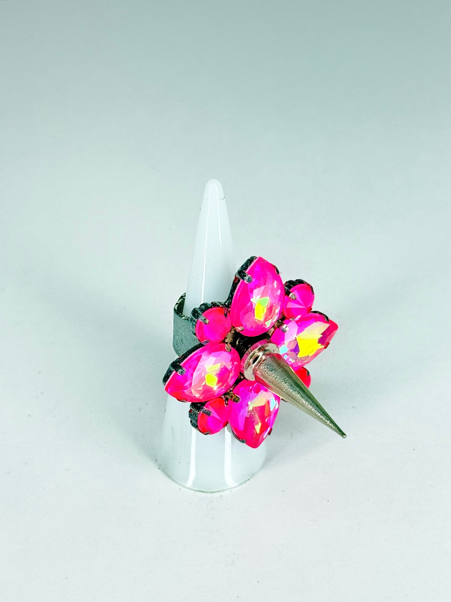 Neon Mocha Pink AB Spike Ring