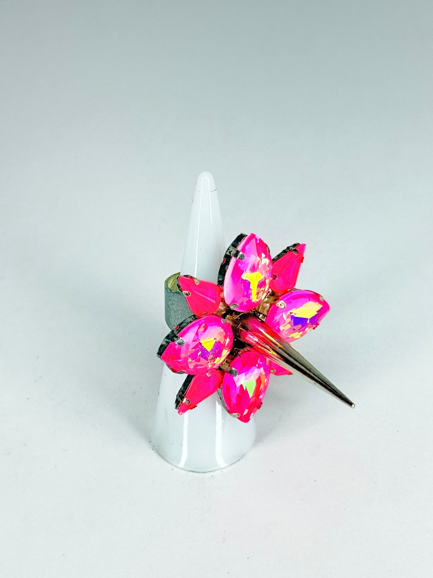 Neon Mocha Pink AB Spike Ring