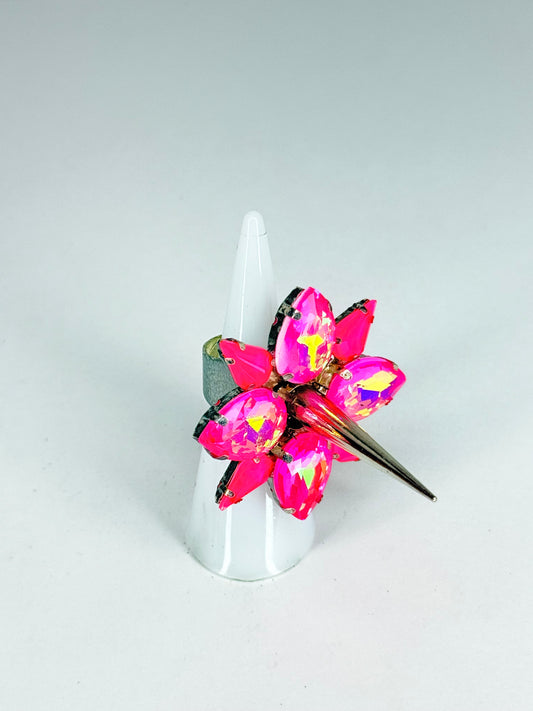Neon Mocha Pink AB Spike Ring