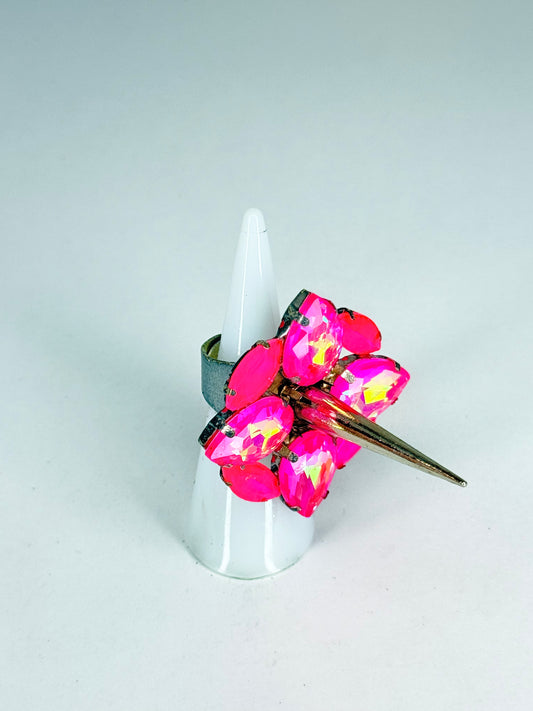 Neon Mocha Pink AB Spike Ring