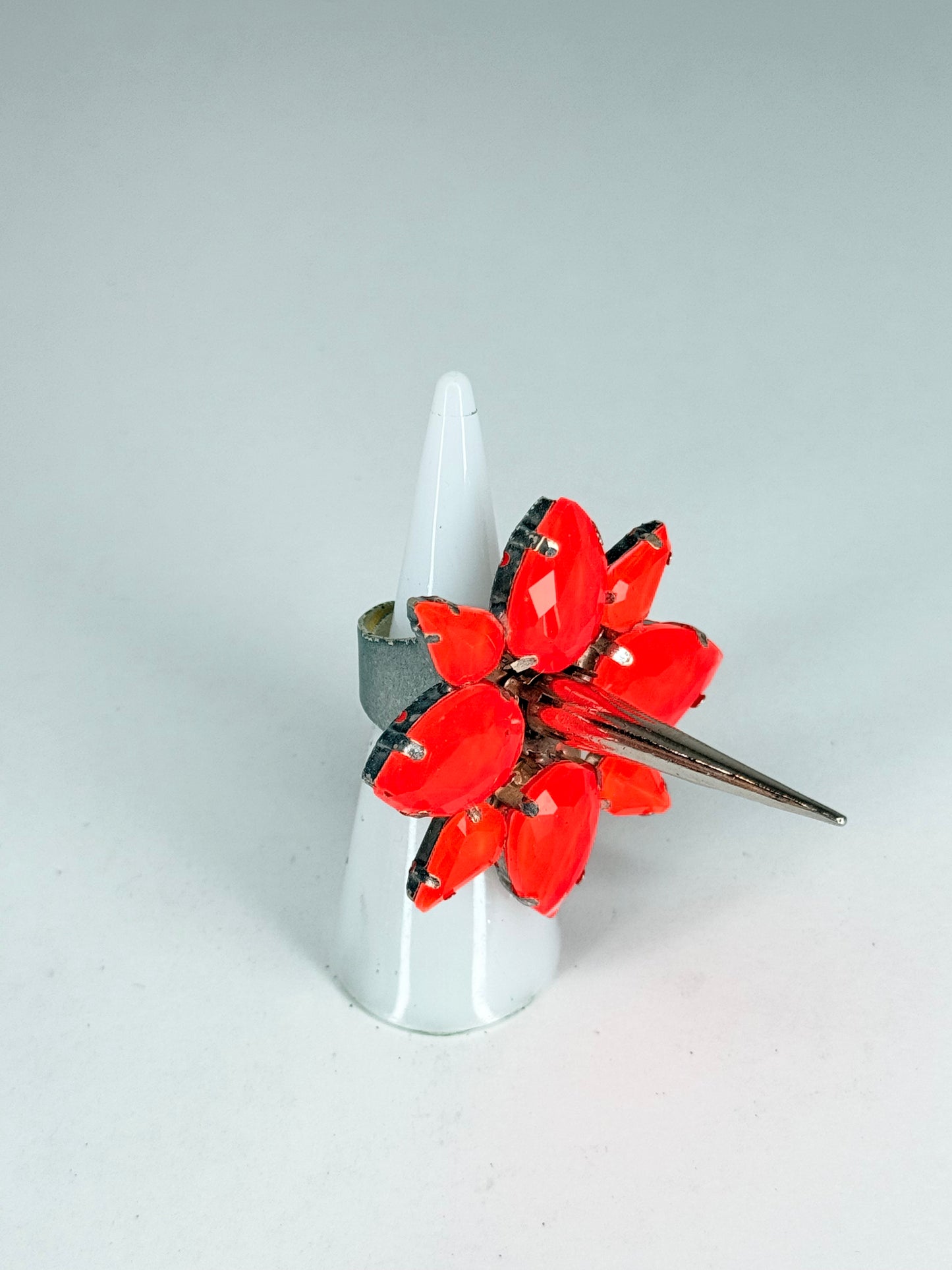 Neon Orange Spike Ring