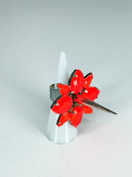 Neon Orange Spike Ring