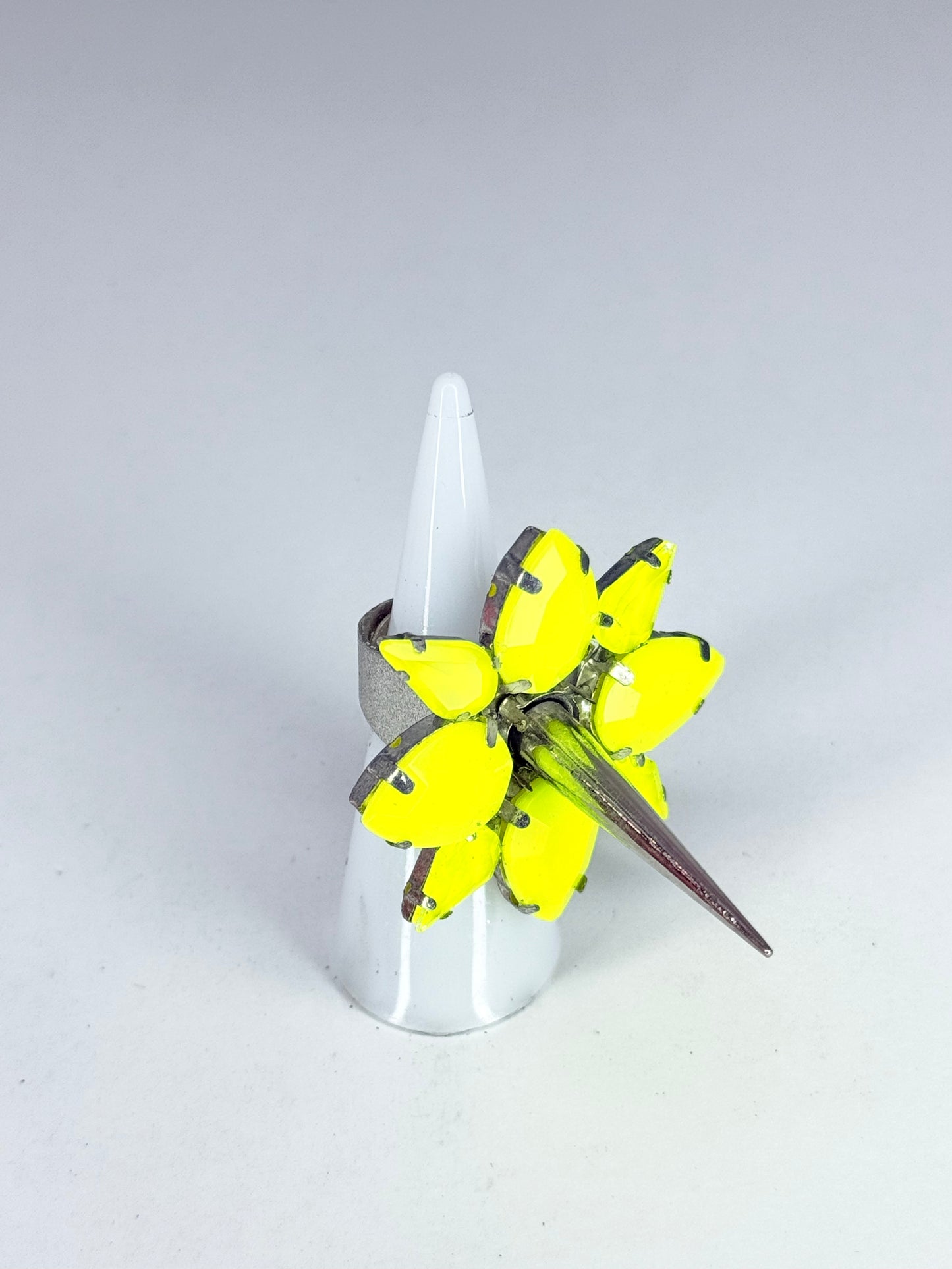 Neon Yellow Spike Ring