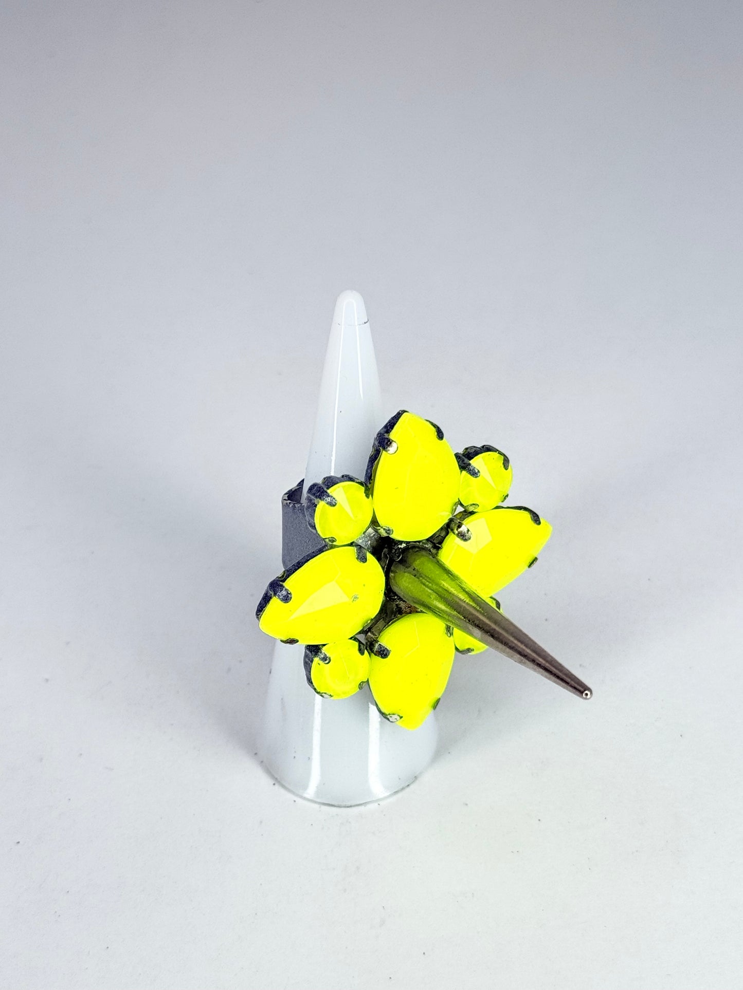 Neon Yellow Spike Ring