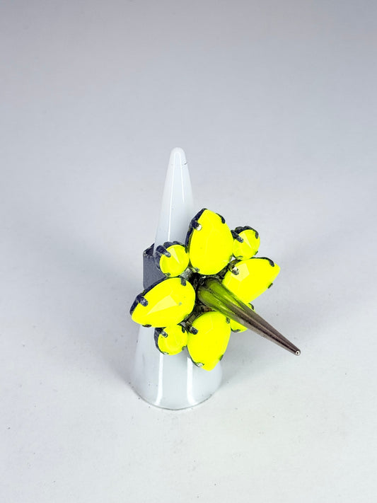 Neon Yellow Spike Ring