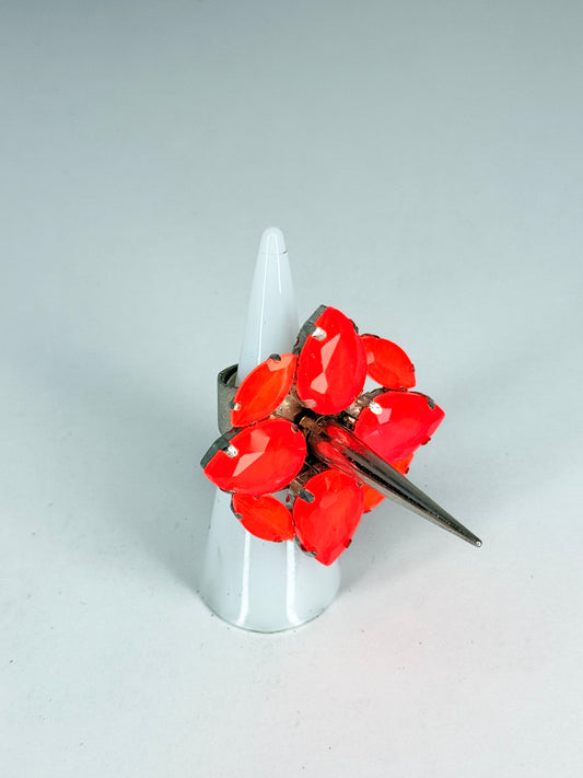 Neon Orange Spike Ring