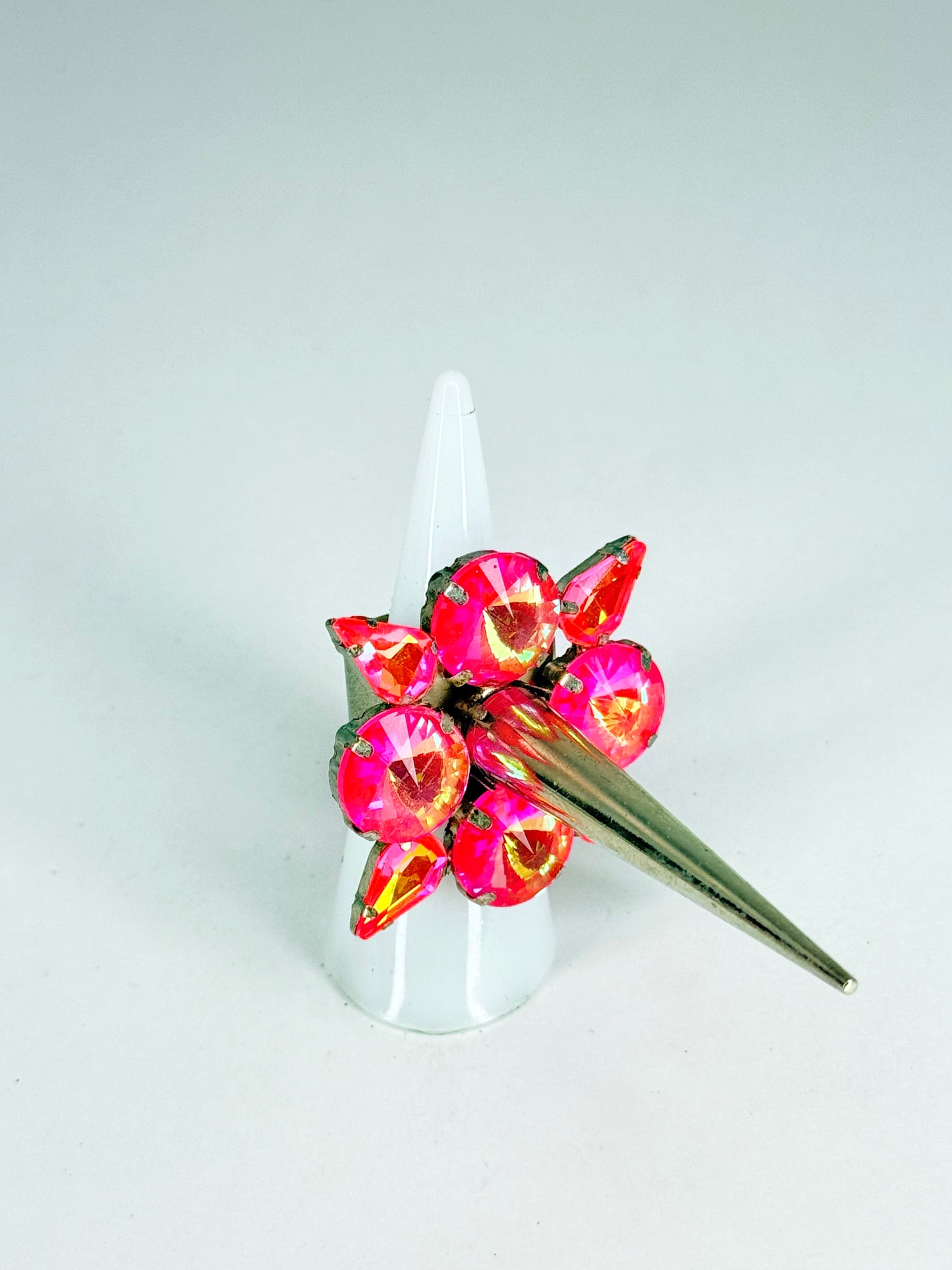Neon Orange Mocha AB Spike Ring