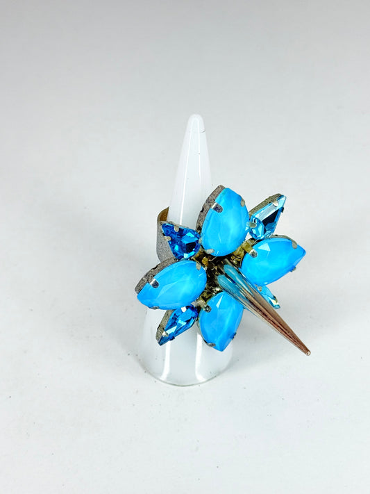 Aqua Blue & Mocha Spike Ring