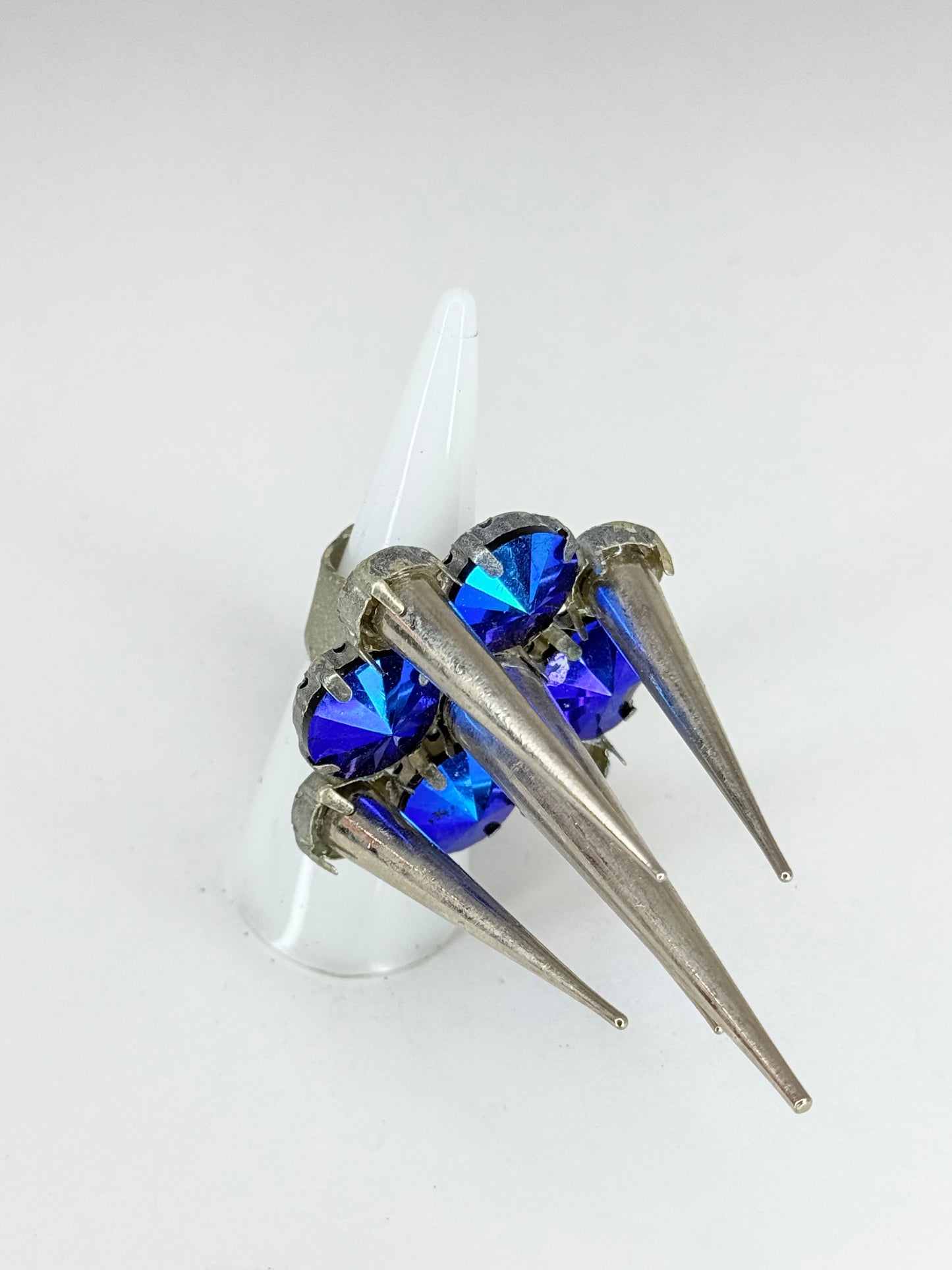 Cobalt Metallic Blue Spike Ring