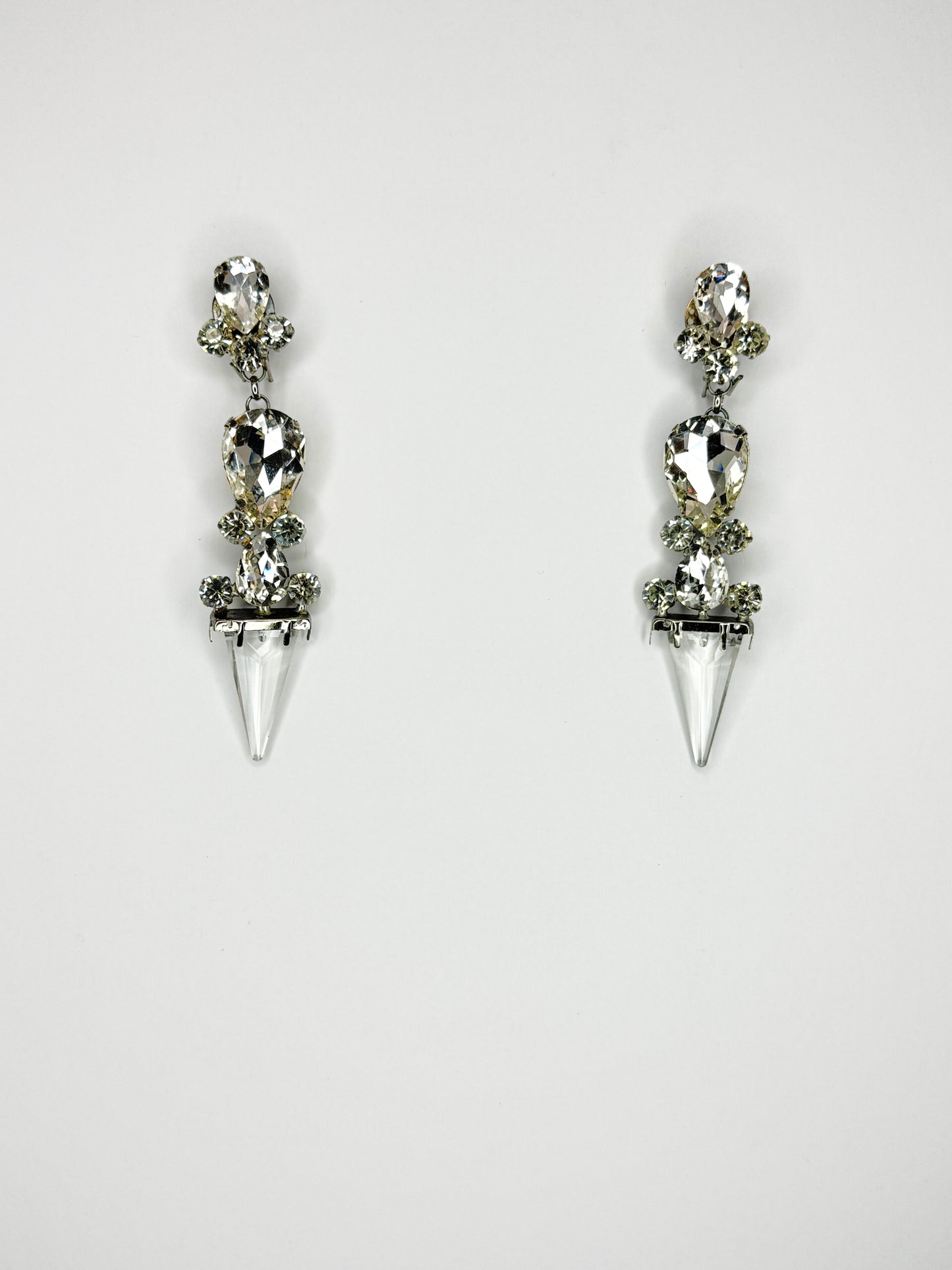 Clear Crystal Spike Earrings - Medium Size