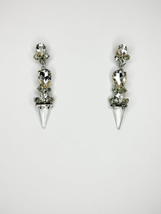 Clear Crystal Spike Earrings - Medium Size