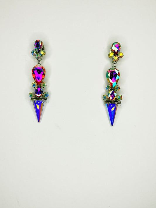 AB Crystal Spike Earrings - Small Cocktail Size