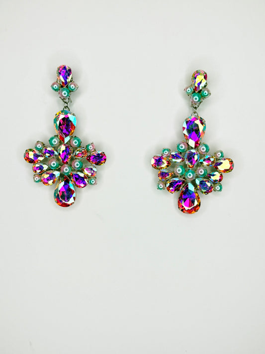 AB w/ Pearls Earrings - Medium Size