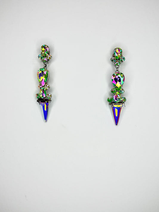 Waterlily AB Spike Earrings - Medium Size
