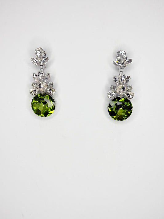 Olive Green & Clear Earrings - Medium Size