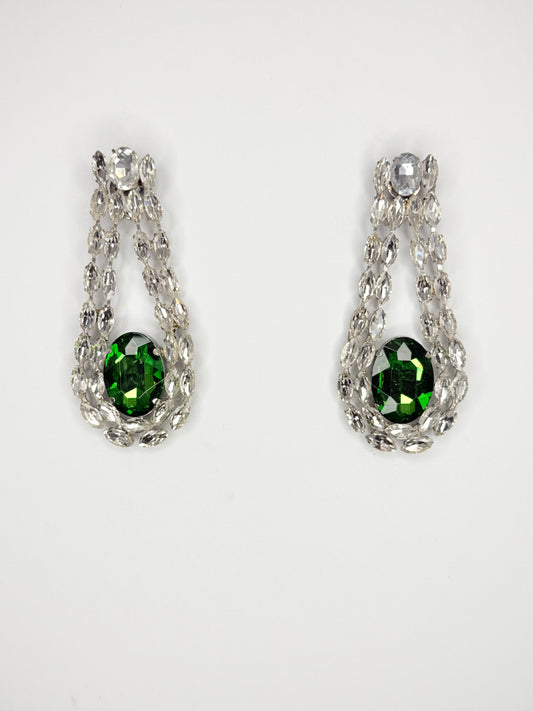 Emerald & Clear Earrings - Large Size