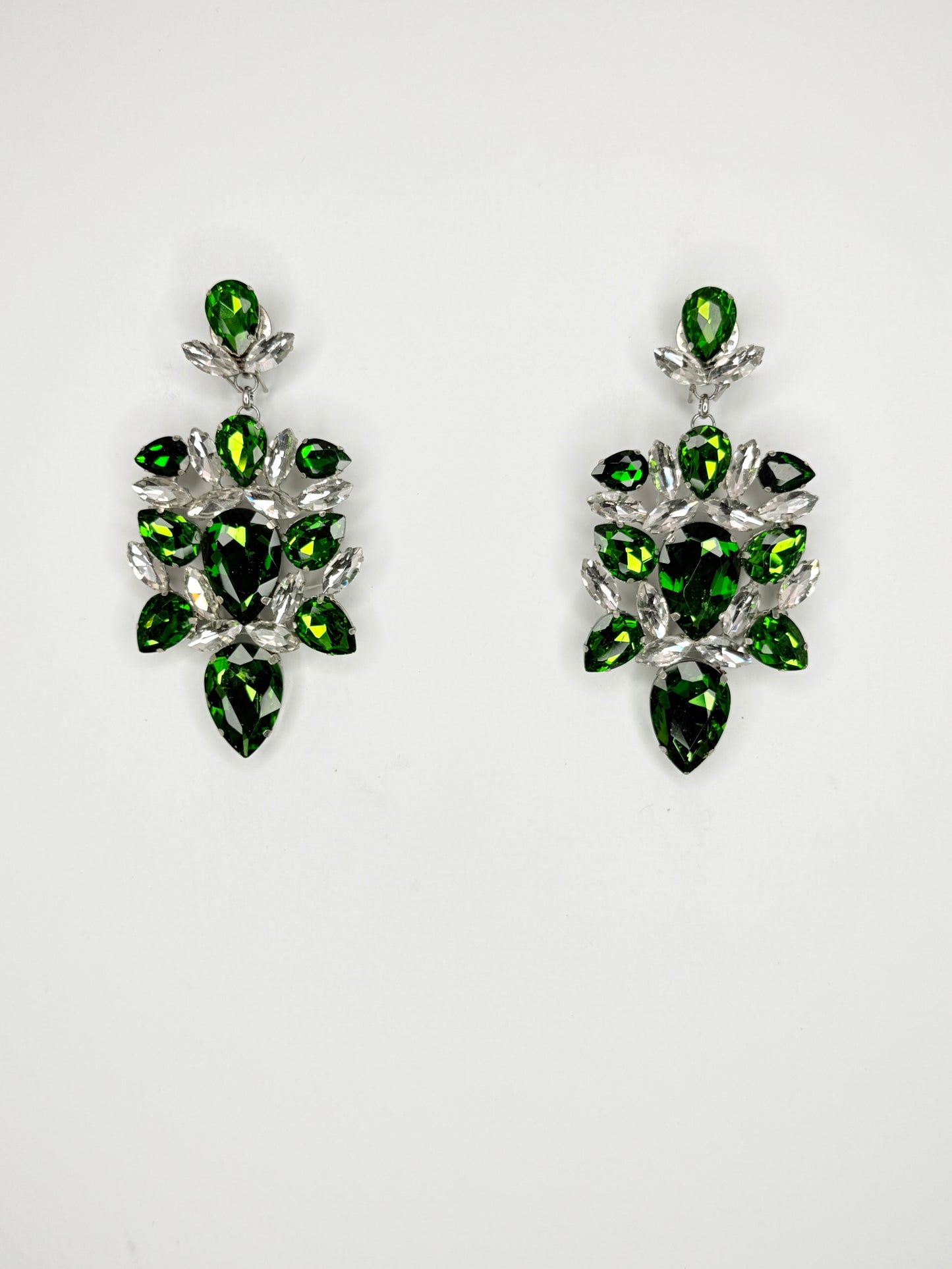 Emerald & Clear Earrings - Medium Size