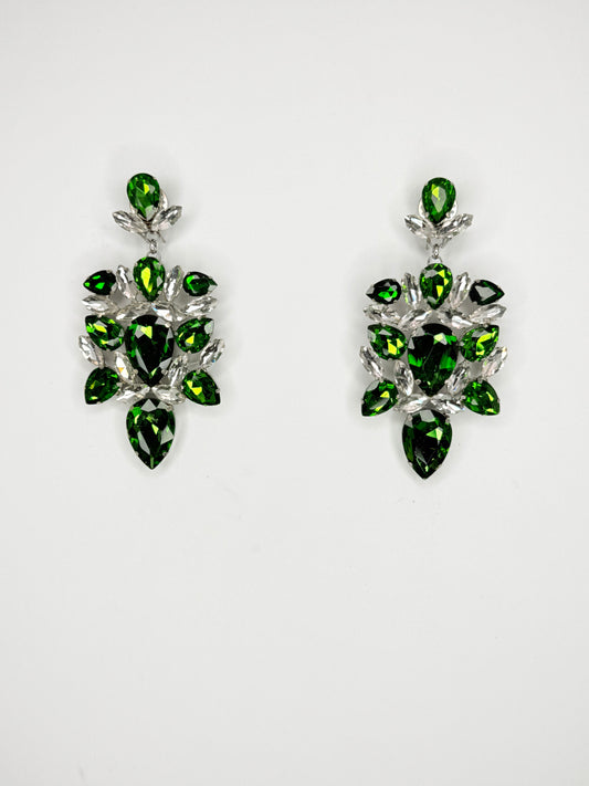 Emerald & Clear Earrings - Medium Size
