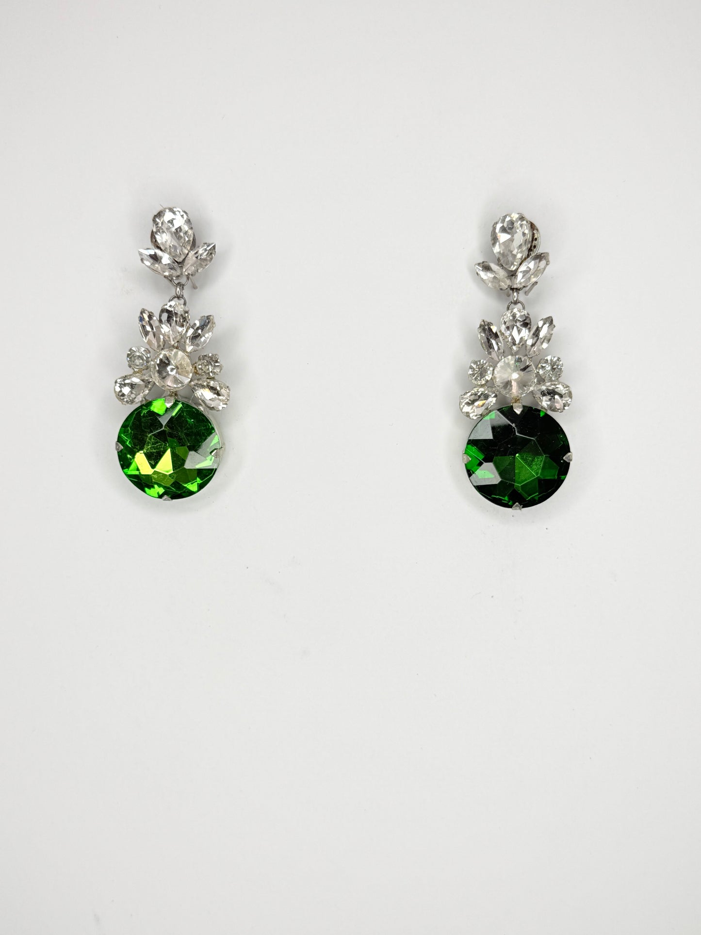 Emerald & Clear Earrings - Small Cocktail Size