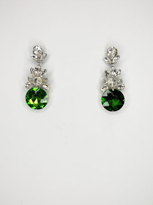 Emerald & Clear Earrings - Small Cocktail Size
