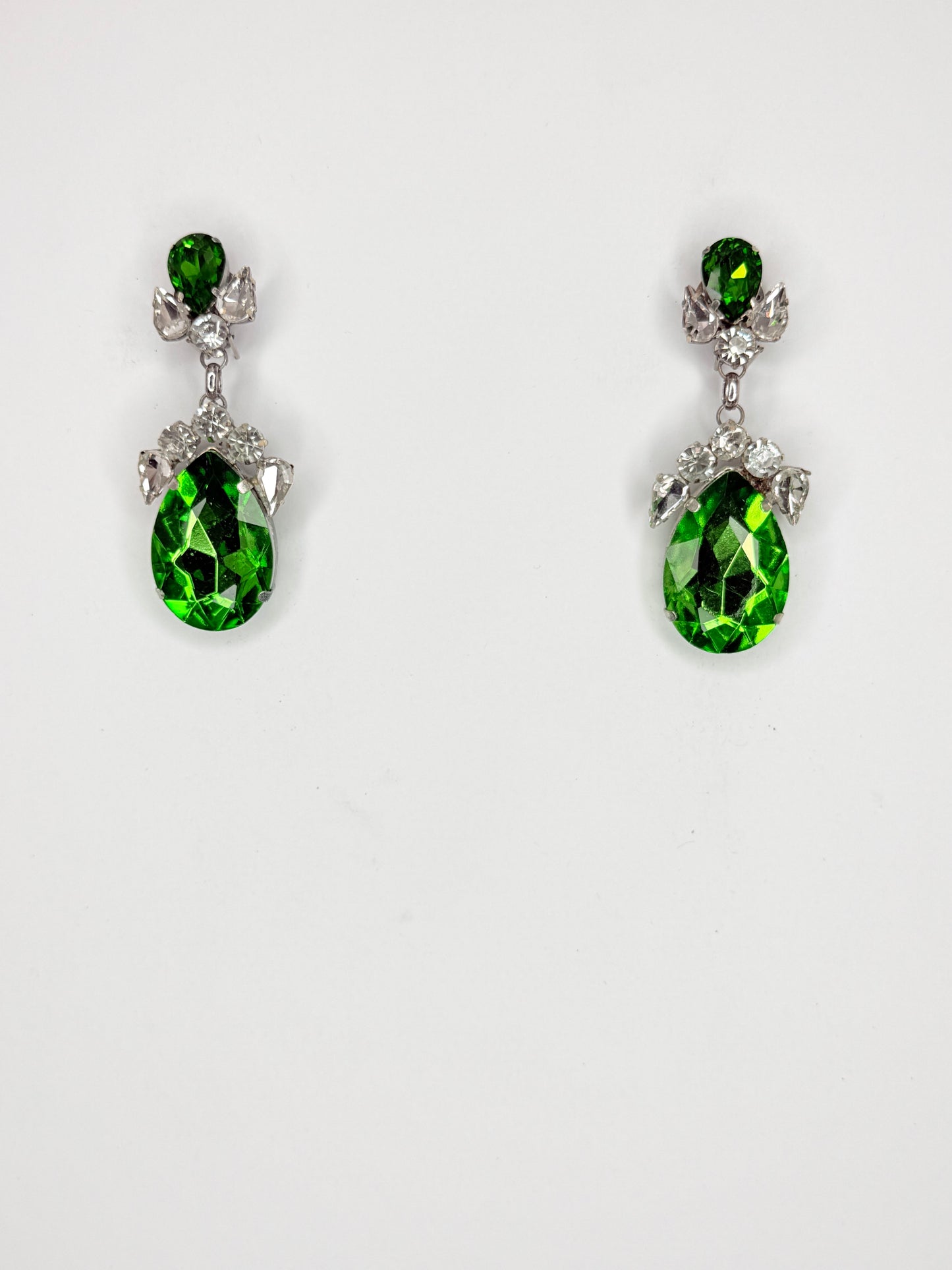 Emerald & Clear Earrings - Small Cocktail Size