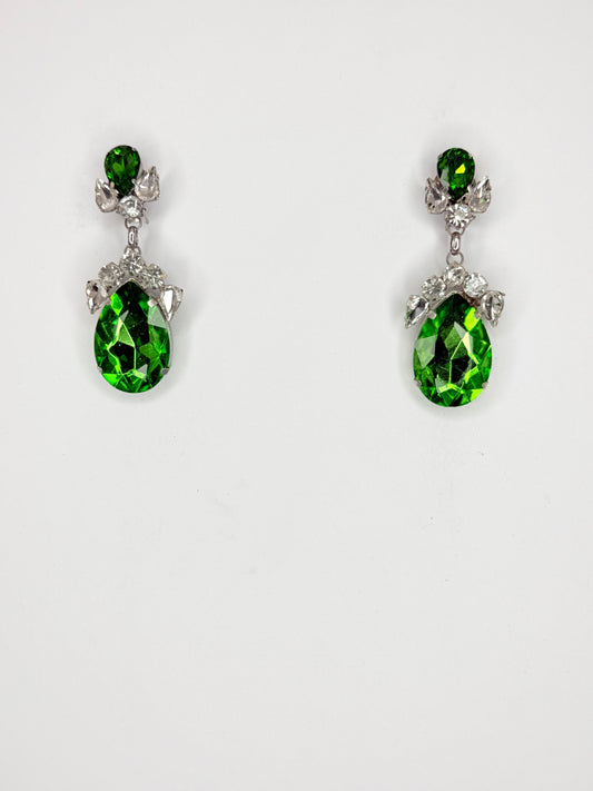 Emerald & Clear Earrings - Small Cocktail Size
