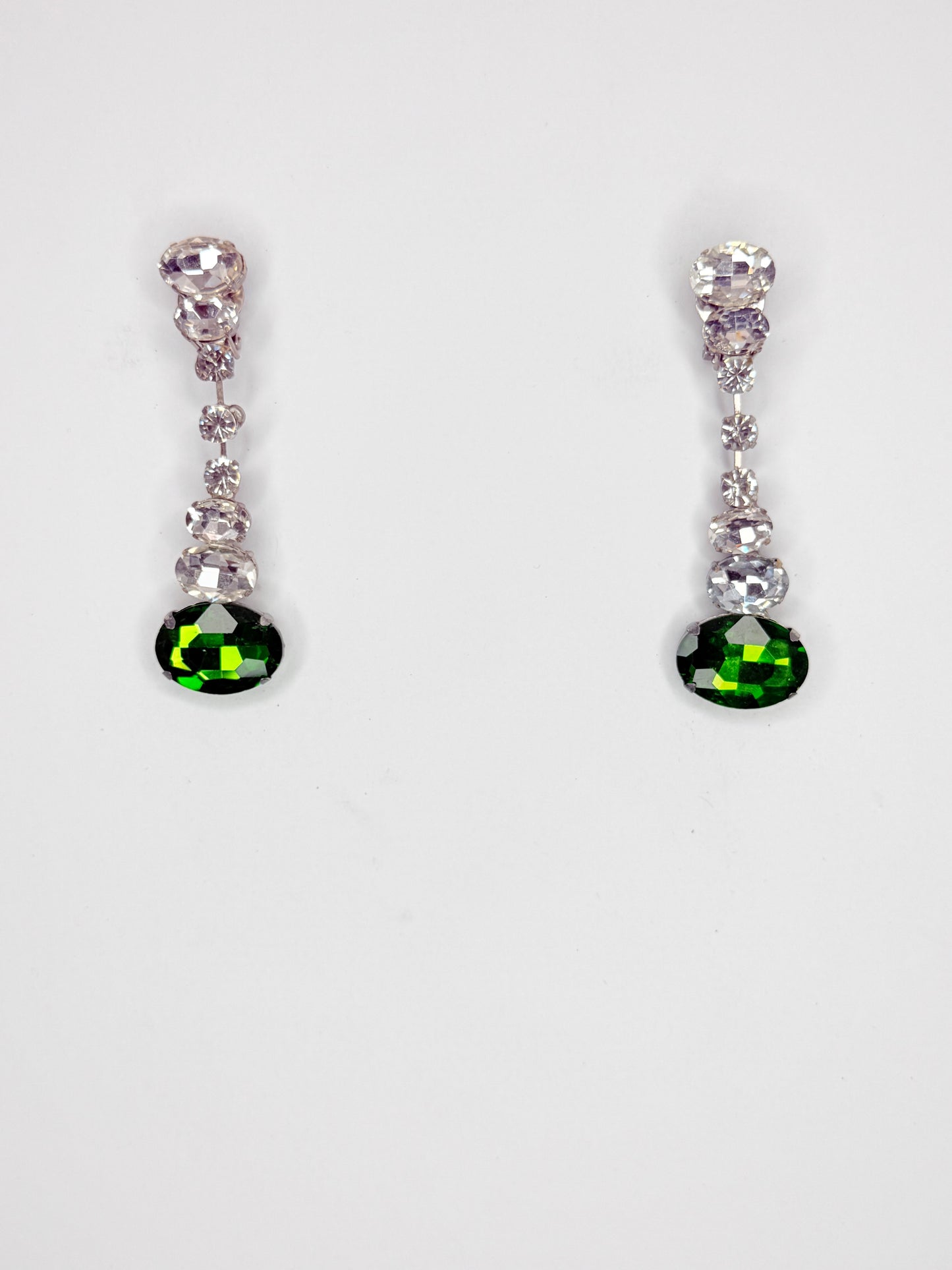 Emerald Green & Clear Earrings - Medium Size