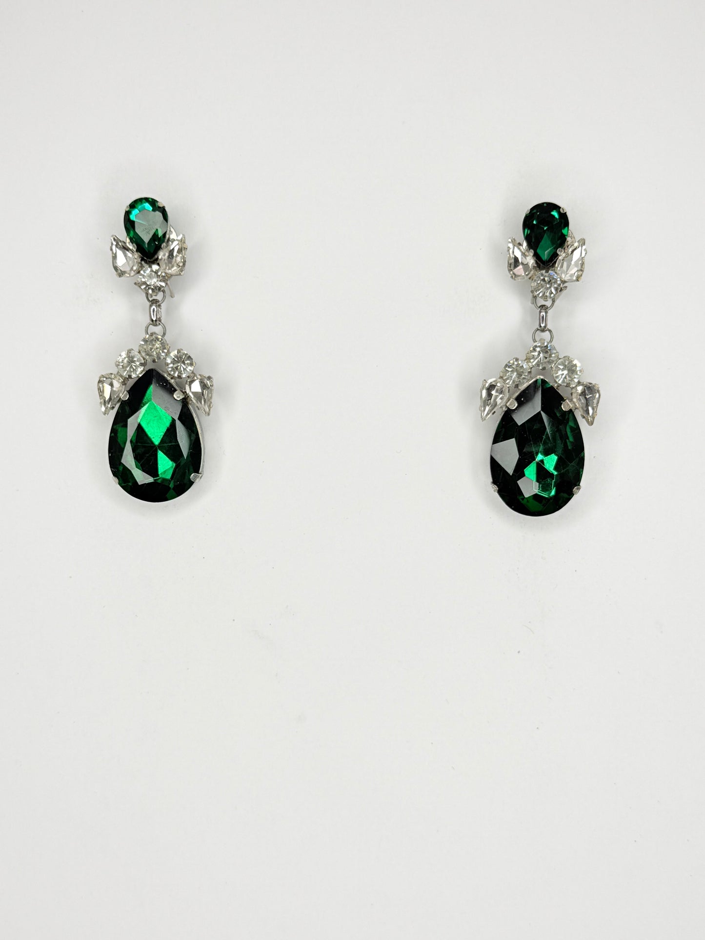 Green Zircon & Clear Earrings - Small Cocktail Size