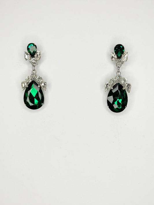 Green Zircon & Clear Earrings - Small Cocktail Size