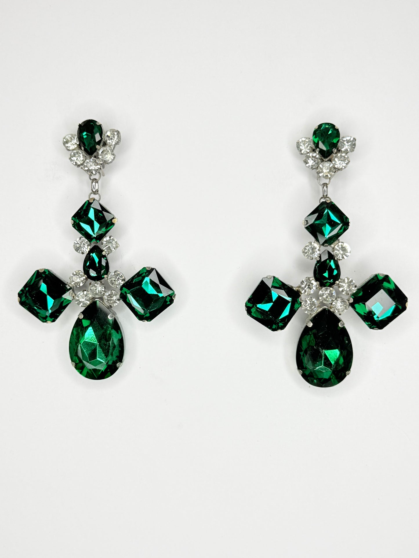 Green Zircon & Clear Earrings - Medium Size