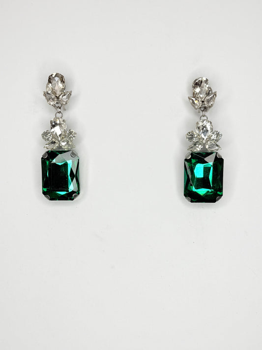 Green Zircon & Clear Earrings - Small Cocktail Size