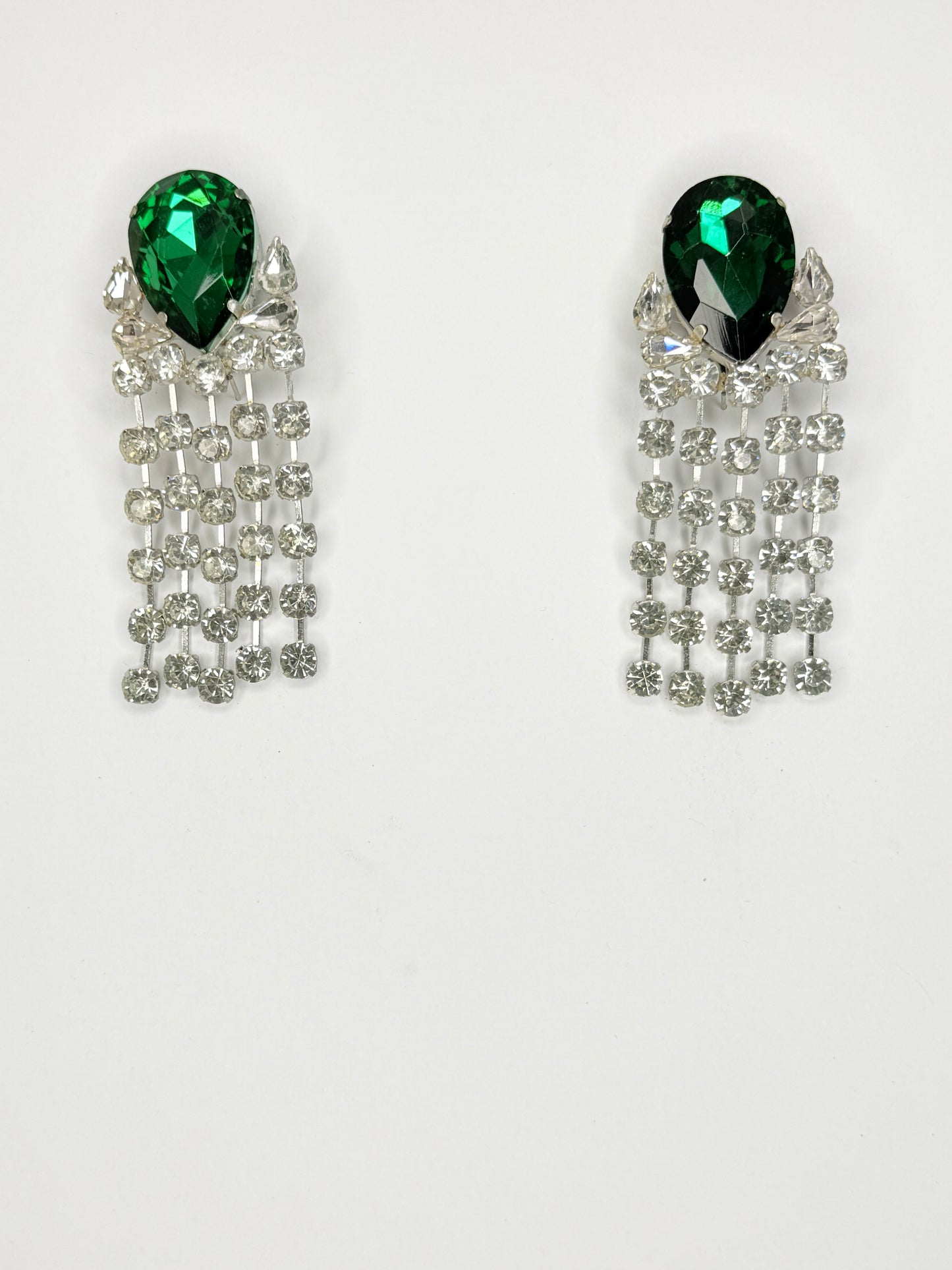 Green Zircon & Clear Earrings - Medium Size