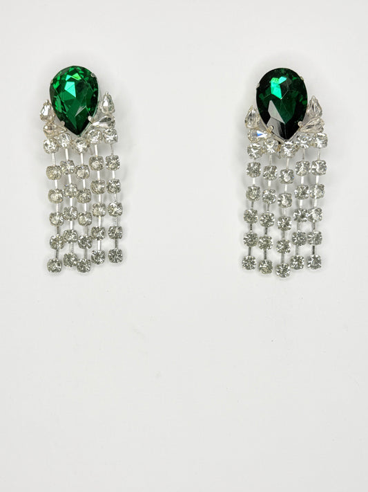Green Zircon & Clear Earrings - Medium Size