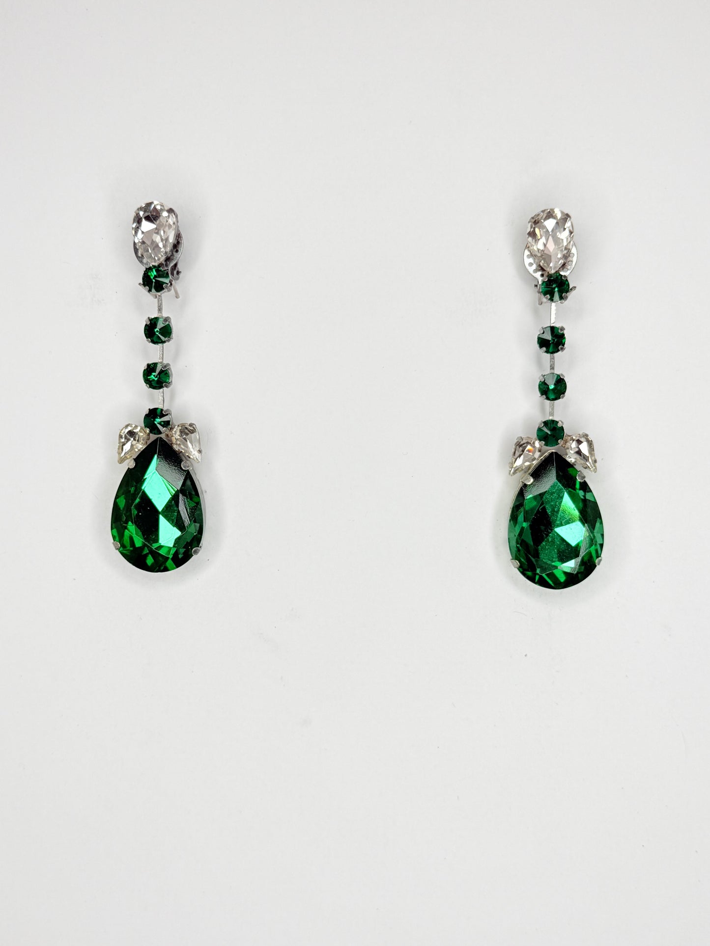 Green Zircon & Clear Earrings - Small Cocktail Size
