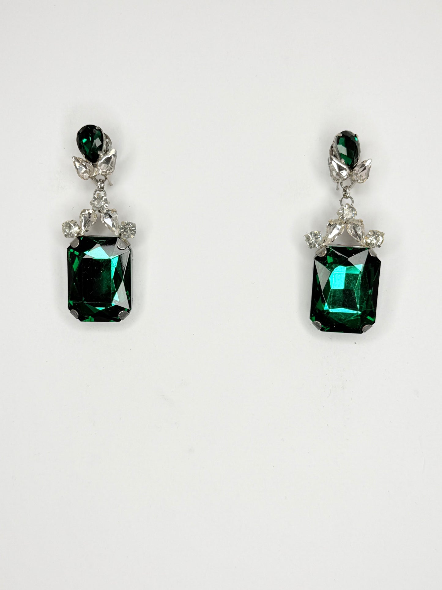 Green Zircon & Clear Earrings - Small Cocktail Size