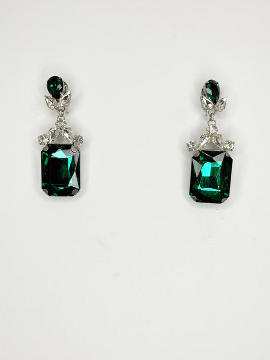 Green Zircon & Clear Earrings - Small Cocktail Size