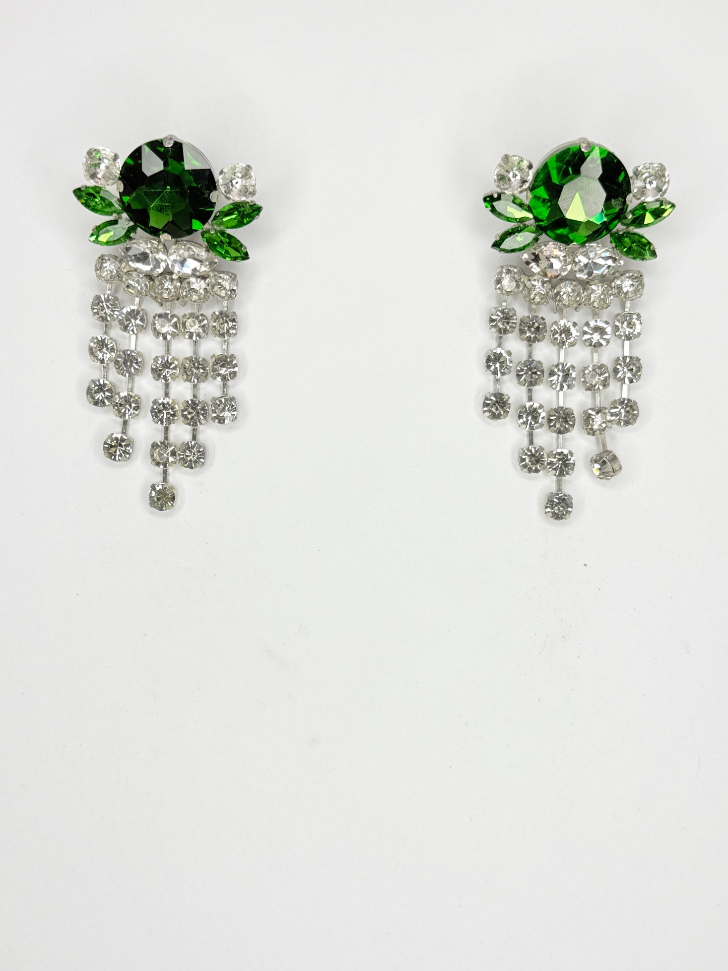 Emerald Green & Clear Earrings - Medium Size