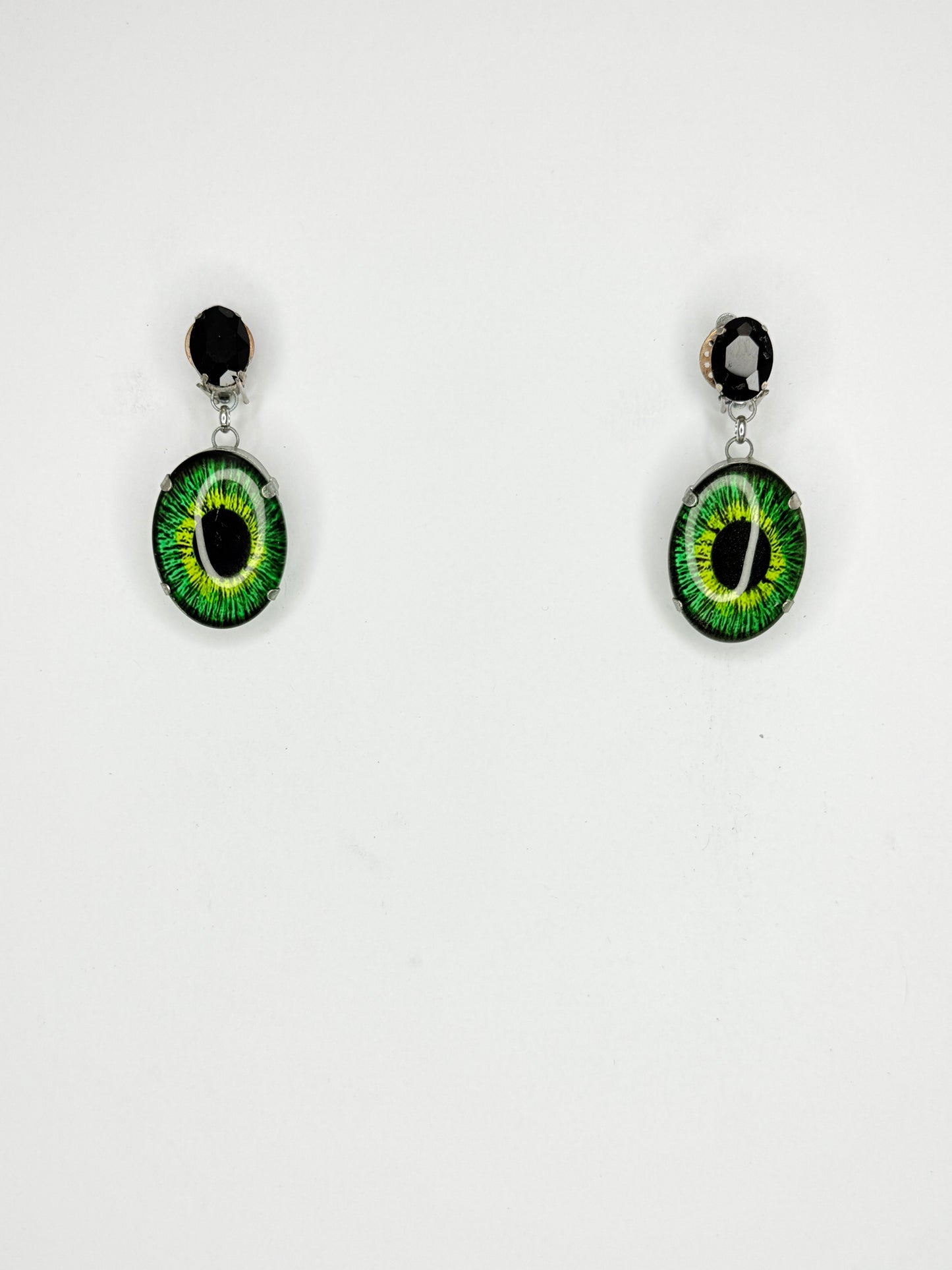 Emerald Green & Black Eyeball Earrings - Small Cocktail Size