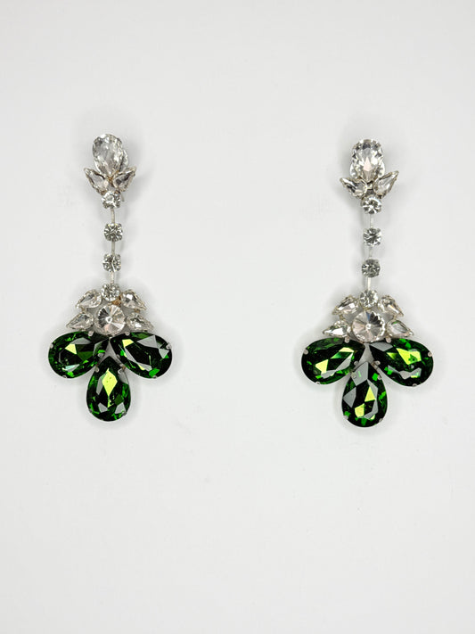 Emerald Green & Clear Earrings - Medium Size