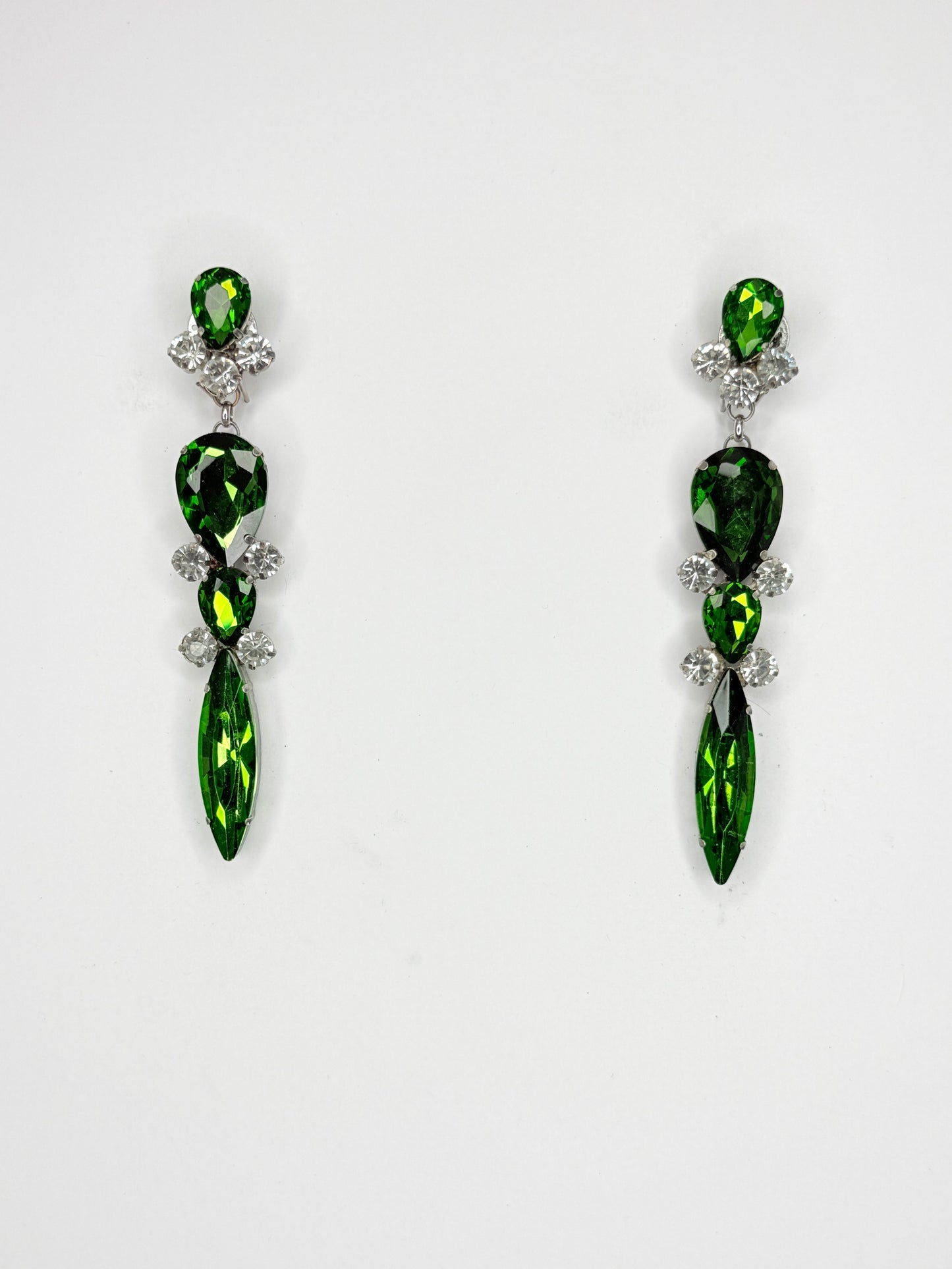 Emerald Green & Clear Earrings - Medium Size