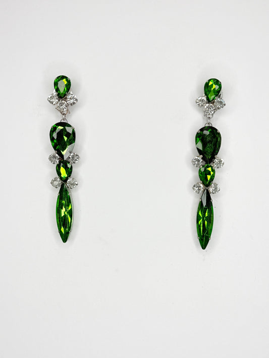Emerald Green & Clear Earrings - Medium Size