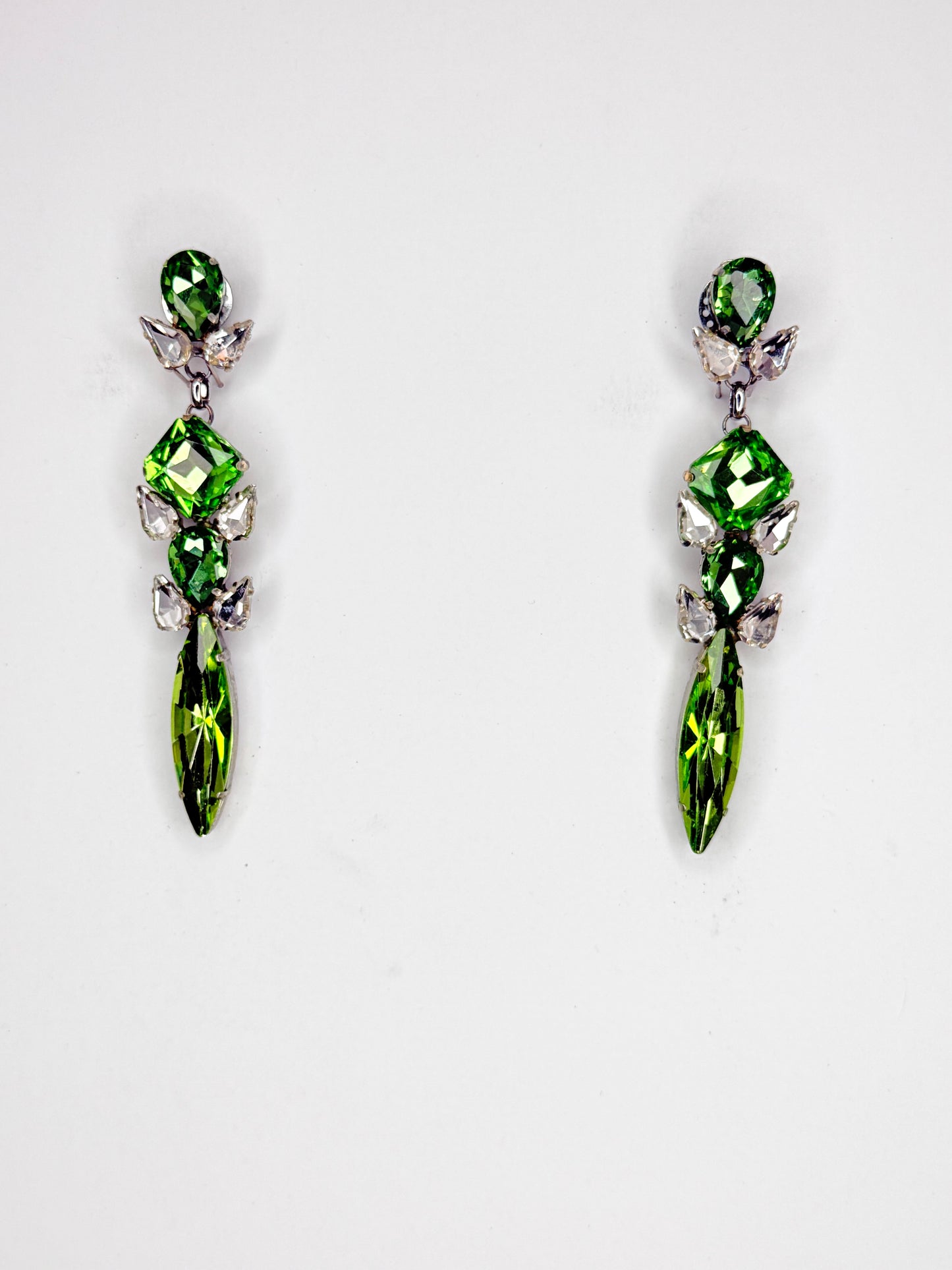 Peridot Green & Clear Earrings - Medium Size