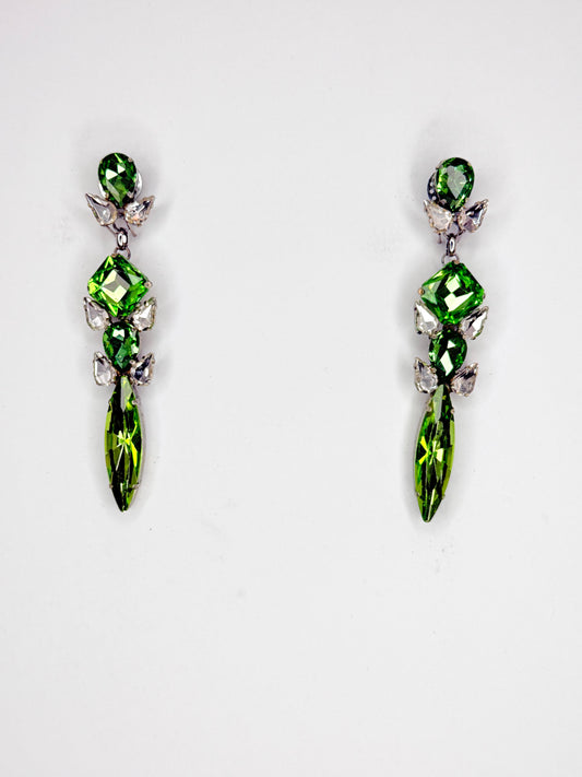 Peridot Green & Clear Earrings - Medium Size