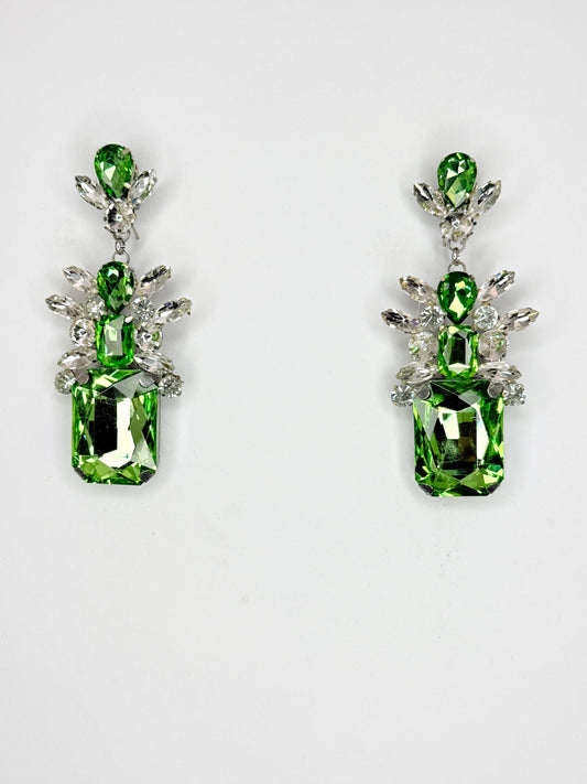 Peridot Green & Clear Earrings - Medium Size