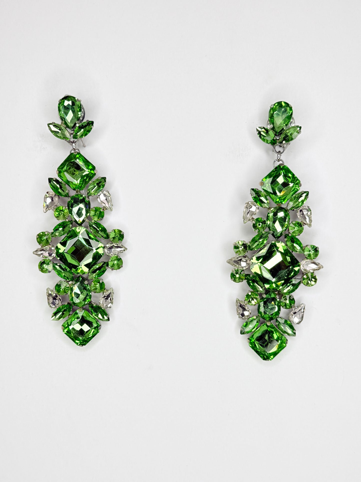 Peridot Green & Clear Earrings - Medium Size