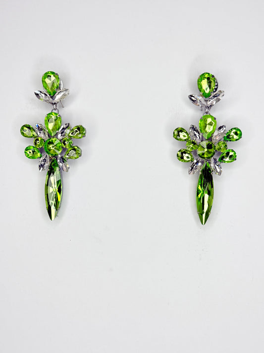 Lime Green & Clear Earrings - Medium Size