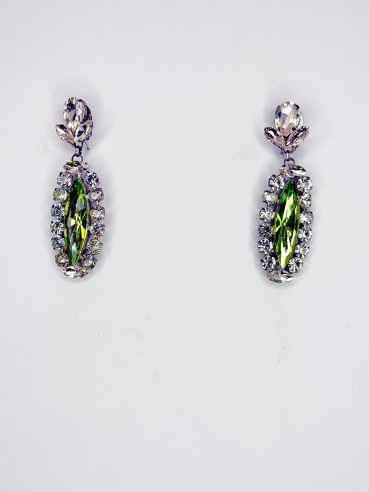 Lime Green & Clear Earrings - Small Cocktail Size