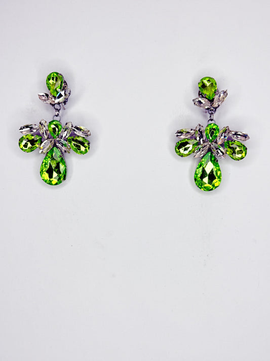 Lime Green & Clear Earrings - Small Cocktail Size