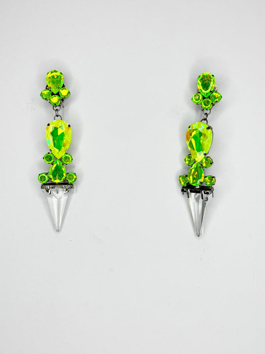 Acid Crystal Spike Earrings - Small Cocktail Size