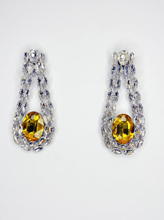 Topaz & Clear Earrings - Large Size